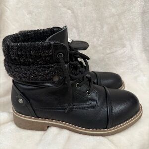 Dream Pairs Black Knit Cuff Ankle Boots
